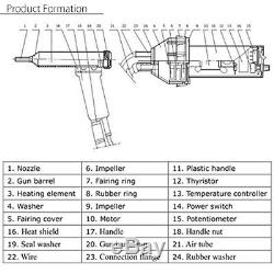 1080W Plastic Hot Air Torch Plastic Welding Gun Welder Pistol Tools 40°C 550°C