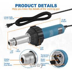 1600W Hot Air Plastic Welding Gun Kit PE/PVC Heating Torch Gun Welder Toolbox