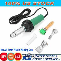 1600W Hot Air Torch Plastic Welding Gun Welder Pistol Tool + 2 Nozzles + Roller