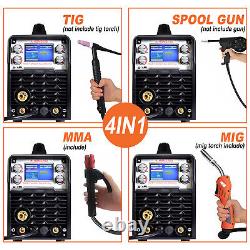 200A 5 in 1 MIG Welder+Spool Gun MIG ARC TIG 110V/ 220V Aluminum Welding Machine