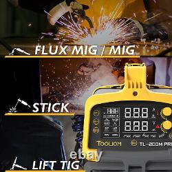 200A MIG Welder, Flux Core/Solid Wire/Lift TIG/Stick 110/220V Welding Machine