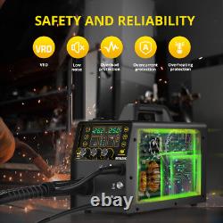 250A 6in1 Aluminum MIG Welder Gas/Gasless MIG Stick Lift TIG/Spool Gun 110V 220V