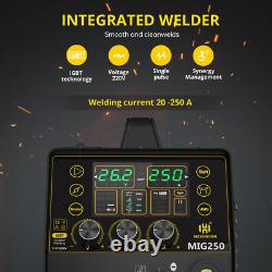 250A 6in1 Aluminum MIG Welder Gas/Gasless MIG Stick Lift TIG/Spool Gun 110V 220V