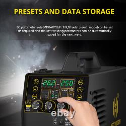 250A 6in1 Aluminum MIG Welder Gas/Gasless MIG Stick Lift TIG/Spool Gun 110V 220V