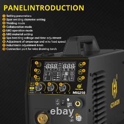 250A 6in1 Aluminum MIG Welder Gas/Gasless MIG Stick Lift TIG/Spool Gun 110V 220V
