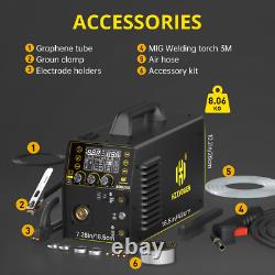 250A 6in1 Aluminum MIG Welder Gas/Gasless MIG Stick Lift TIG/Spool Gun 110V 220V