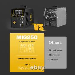 250A 6in1 Aluminum MIG Welder Gas/Gasless MIG Stick Lift TIG/Spool Gun 110V 220V