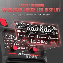 250Amp 220V Digital MIG/Pulsed/Flux/Spool Gun/Lift TIG/Stick 6-In-1 AL -Welder