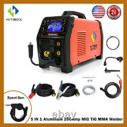 5in1 Aluminum 200A MIG Welder With Spool Gun Gas Gasless TIG MMA Welding Machine