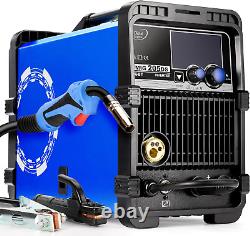 6 in 1 205A MIG Welder, Dual Multiprocess Welding Pulsed MIG/Flux Core/Spool Gun