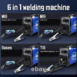 6 in 1 205A MIG Welder, Dual Multiprocess Welding Pulsed MIG/Flux Core/Spool Gun