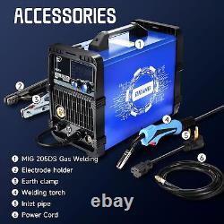 6 in 1 205A MIG Welder, Dual Multiprocess Welding Pulsed MIG/Flux Core/Spool Gun