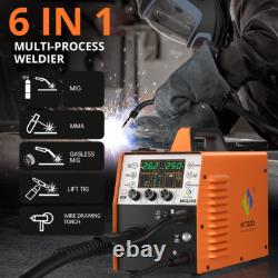 6IN1 Compact MIG Welder withTIG Gun, Gas/Gasless MIG /Lift-TIG/MMA/Spool Gun, 250A