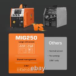 6IN1 Compact MIG Welder withTIG Gun, Gas/Gasless MIG /Lift-TIG/MMA/Spool Gun, 250A