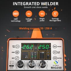 6IN1 Compact MIG Welder withTIG Gun, Gas/Gasless MIG /Lift-TIG/MMA/Spool Gun, 250A
