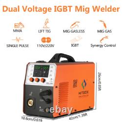 6IN1 Compact MIG Welder withTIG Gun, Gas/Gasless MIG /Lift-TIG/MMA/Spool Gun, 250A