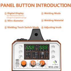 6IN1 Compact MIG Welder withTIG Gun, Gas/Gasless MIG /Lift-TIG/MMA/Spool Gun, 250A