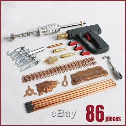 86 Pcs Car Spot Welder Gun Welding Tool Fix Clamp Hammer Dent Puller Repair Kit