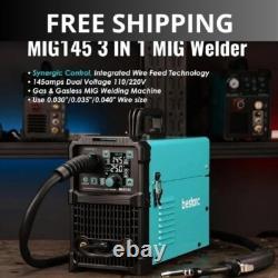 Bestarc 145A MIG Welder 110V/220V Dual Voltage Gas/Gasless Flux Core MIG Weld