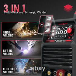 FLUX-135 Flux Core MIG Welder, 110V Gasless/Lift TIG/Stick 3 in1 Welding Machine