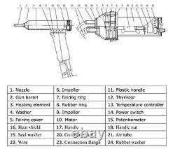 Go2Home 1080W Split Hot Air Gas Plastic Welder Welding Heat Gun Kit Welder Hot