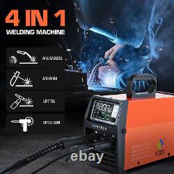 HITBOX 4in1 MIG Welder Gasless 110V/220V 140Amp ARC Lift TIG Spool Gun Inverter