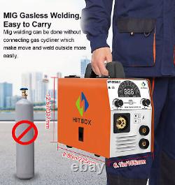 HITBOX MIG Welder Flux Core Wire 110&220V GaslessGas ARC TIG Weld Machin&TIG GUN