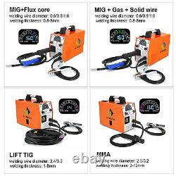 HITBOX MIG Welder Flux Core Wire 110&220V GaslessGas ARC TIG Weld Machin&TIG GUN