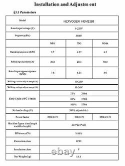 HZXVOGEN 200A MIG Welder MIG TIG ARC Stick Welding Machine + Spool Gun Tig Torch