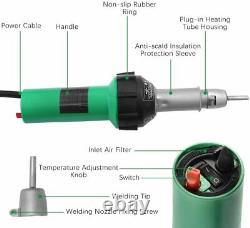 KKTECT 1600W Plastic Welder Welding Tool Hot Air Gun 20- 600 Variable Temp