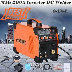 MIG 200A Inverter DC Welder 3-IN-1 MMA TIG Gas Gasless Ar-c Spool Gun Welding