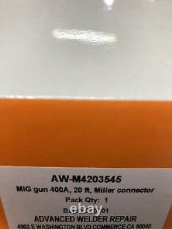 MIG GUN REPLACEMENT FOR MILLER WELDERS AW-M4203545 20Ft Long 400A & Consumbles