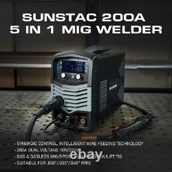 MIG Welder, 200A 110V/220V MIG/Flux Core/Spool Gun/Lift TIG/Stick 5 in 1