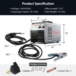 MIG Welder Gasless Flux Core Welding Machine120V IGBT withWelding Gun&Earth Clamp