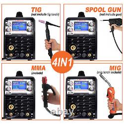 MIG Welder&Tig Gun 200A Gas/Gasless 110/220V Lift TIG/Stick IGBT Welding Machine