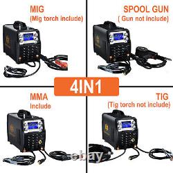 MIG Welder&Tig Gun 200A Gas/Gasless 110/220V Lift TIG/Stick IGBT Welding Machine