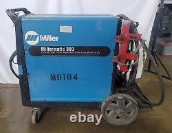 Miller Millermatic 300 Mig & Flux Core Welder, Welding Gun, Leads, on Cart, 1997