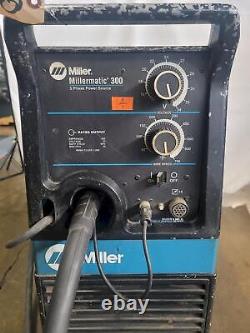 Miller Millermatic 300 Mig & Flux Core Welder, Welding Gun, Leads, on Cart, 1997