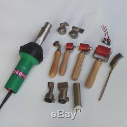PVC Hot Air Plastic Welder Gun with Flat Welding Nozzles, Rollers 11pcs of Parts