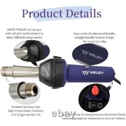 WELDY 1600W Hot Air Equipment Hot Blast Torch Overlap Air Welding Gun Welder Kit